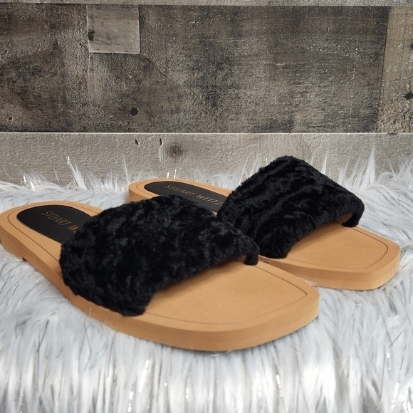 NWOB Stuart Weitzman Cammy Shearling-Strap Slide Sandals | 8.5 - Picture 2 of 9